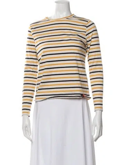 Pre-owned Kule Striped Crew Neck T-shirt In White