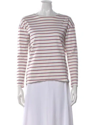Pre-owned Kule Striped Crew Neck T-shirt In White