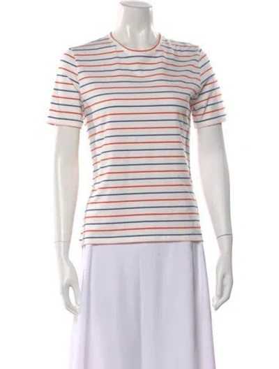 Pre-owned Kule Striped Crew Neck T-shirt In White