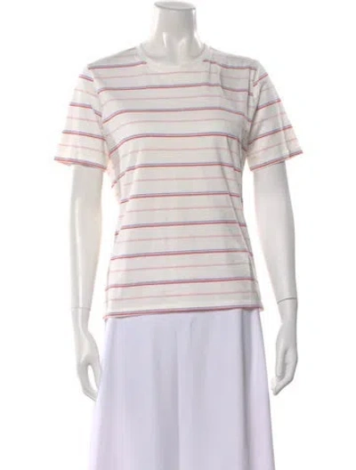 Pre-owned Kule Striped Crew Neck T-shirt In White