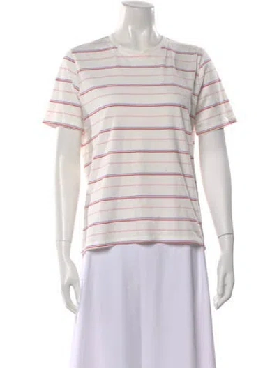 Pre-owned Kule Striped Crew Neck T-shirt In White