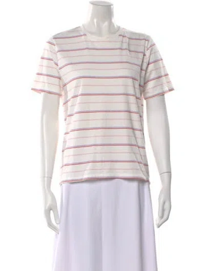 Pre-owned Kule Striped Crew Neck T-shirt In White
