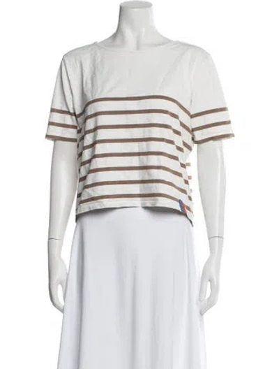 Pre-owned Kule Striped Crew Neck T-shirt In White
