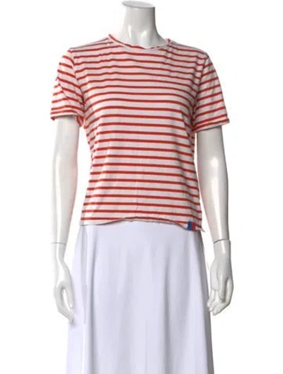 Pre-owned Kule Striped Crew Neck T-shirt In White