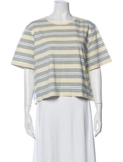 Pre-owned Kule Striped Crew Neck T-shirt In White