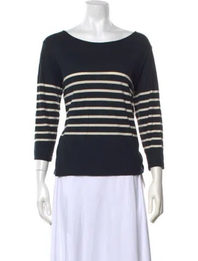 Pre-owned Kule Striped Crew Neck T-shirt In White