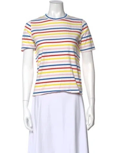 Pre-owned Kule Striped Crew Neck T-shirt In White