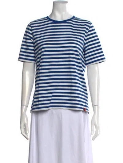 Pre-owned Kule Striped Crew Neck T-shirt In White