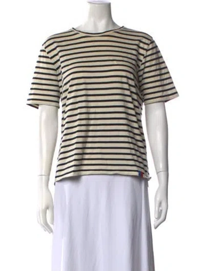 Pre-owned Kule Striped Crew Neck T-shirt In White