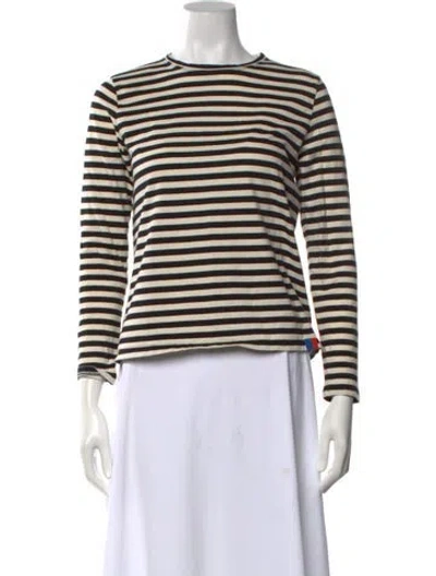 Pre-owned Kule Striped Crew Neck T-shirt In White