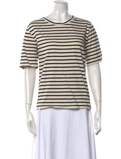 Pre-owned Kule Striped Crew Neck T-shirt In White