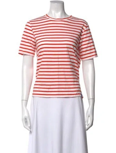 Pre-owned Kule Striped Crew Neck T-shirt In White