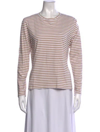Pre-owned Kule Striped Crew Neck T-shirt In White
