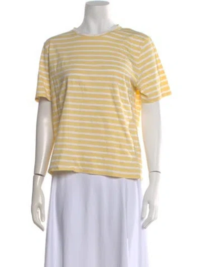 Pre-owned Kule Striped Crew Neck T-shirt In Yellow