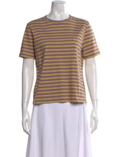 Pre-owned Kule Striped Crew Neck T-shirt In Yellow