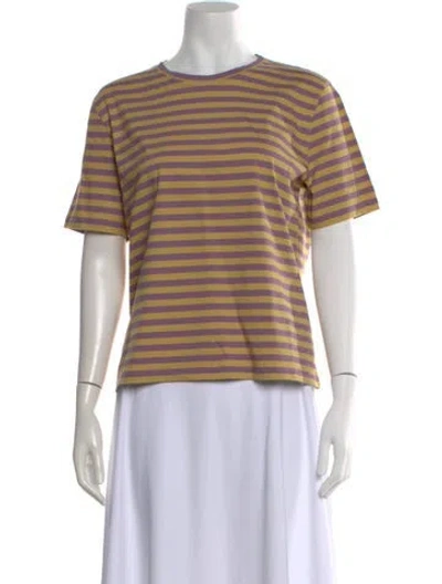 Pre-owned Kule Striped Crew Neck T-shirt In Yellow
