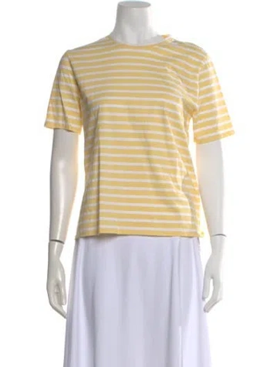 Pre-owned Kule Striped Crew Neck T-shirt In Yellow