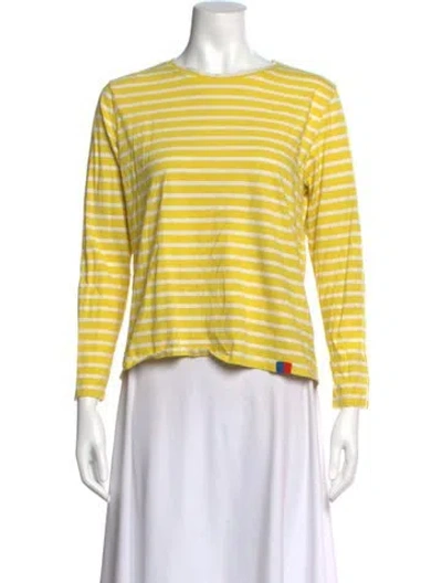 Pre-owned Kule Striped Crew Neck T-shirt In Yellow