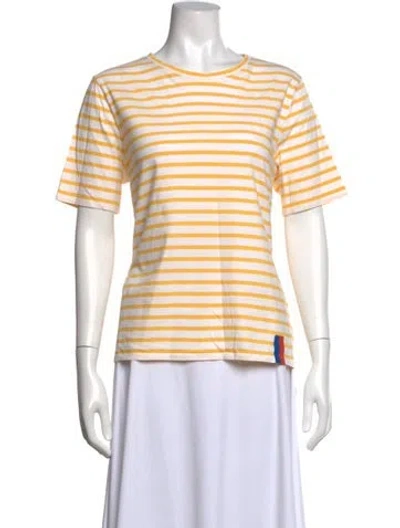 Pre-owned Kule Striped Crew Neck T-shirt In Yellow