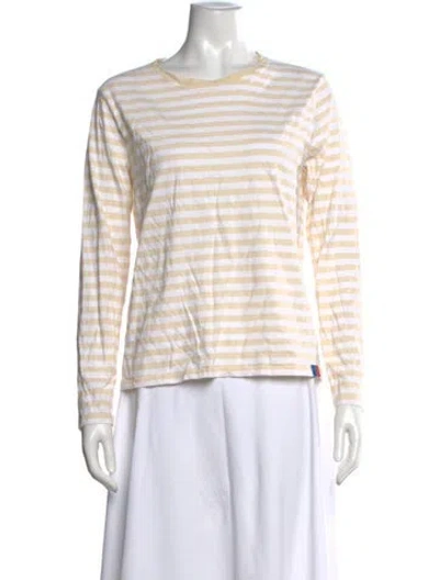 Pre-owned Kule Striped Crew Neck T-shirt In Yellow