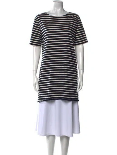 Pre-owned Kule Striped Crew Neck Tunic In White