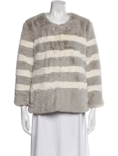 Pre-owned Kule Striped Faux Fur Jacket In Neutral