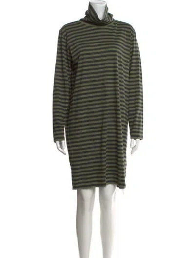Pre-owned Kule Striped Knee-length Dress In Green
