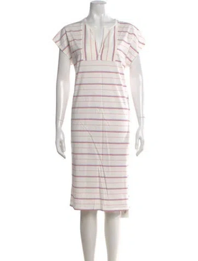Pre-owned Kule Striped Knee-length Dress In White
