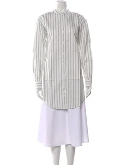 Pre-owned Kule Striped Knee-length Dress In White