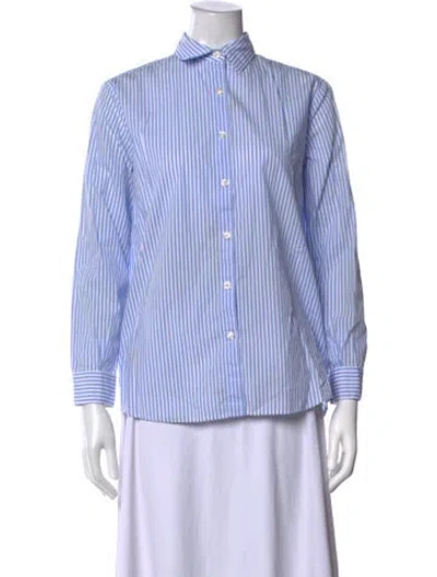 Pre-owned Kule Striped Long Sleeve Button-up Top In Blue
