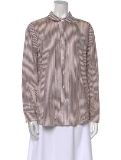 Pre-owned Kule Striped Long Sleeve Button-up Top In Multi