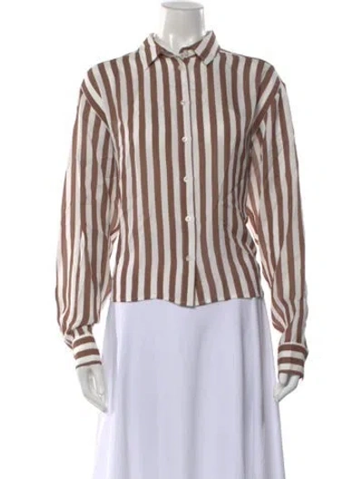 Pre-owned Kule Striped Long Sleeve Button-up Top In Multi