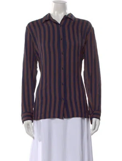 Pre-owned Kule Striped Long Sleeve Button-up Top In Multi