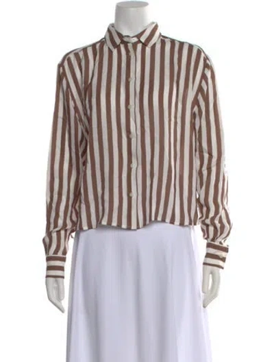 Pre-owned Kule Striped Long Sleeve Button-up Top In Multi
