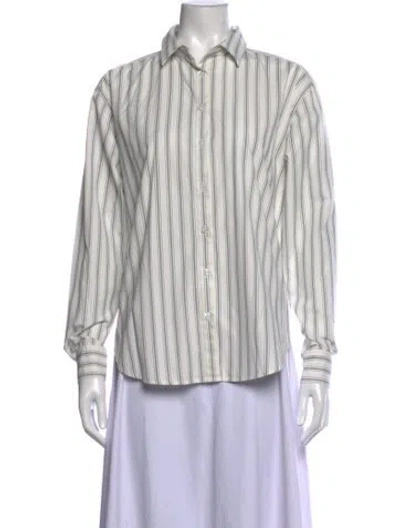 Pre-owned Kule Striped Long Sleeve Button-up Top In Multicolor