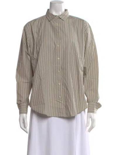 Pre-owned Kule Striped Long Sleeve Button-up Top In Neutral