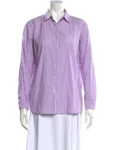 Pre-owned Kule Striped Long Sleeve Button-up Top In Purple