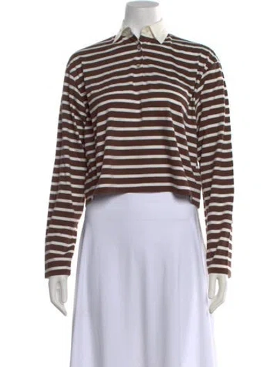 Pre-owned Kule Striped Long Sleeve Polo In Multi