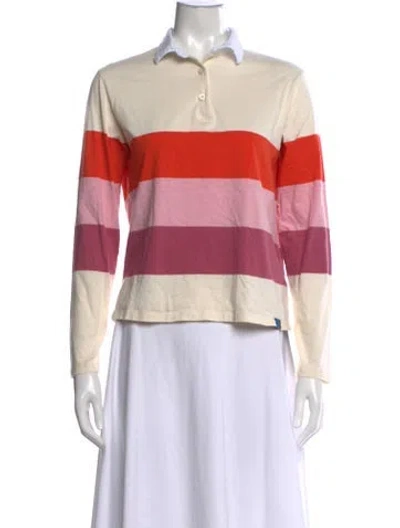 Pre-owned Kule Striped Long Sleeve Polo In Multicolor