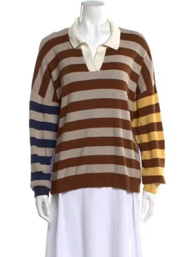 Pre-owned Kule Striped Long Sleeve Top In Blue