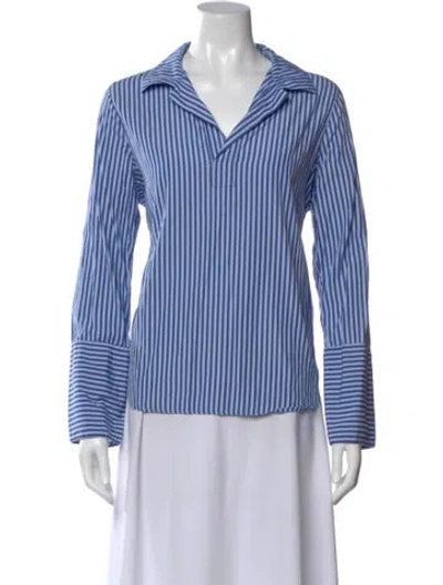 Pre-owned Kule Striped Long Sleeve Top In Blue