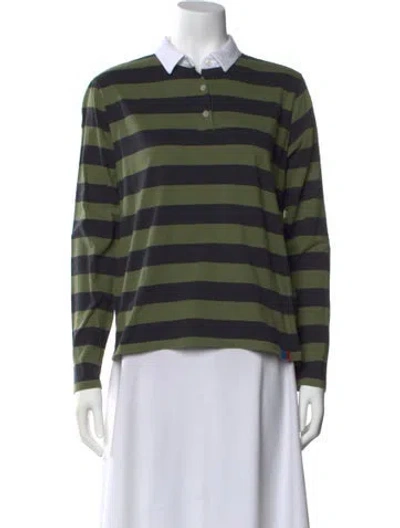 Pre-owned Kule Striped Long Sleeve Top In Green