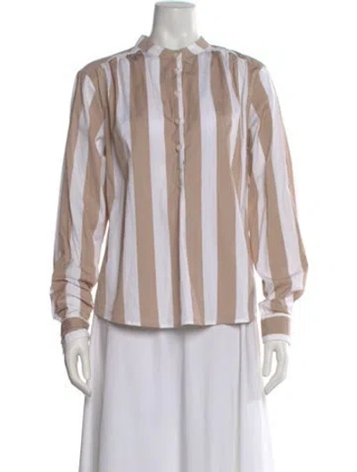 Pre-owned Kule Striped Long Sleeve Top In Neutral