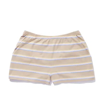 KULE STRIPED MID RISE SHORT IN SAND MULTISTRIPE