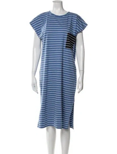 Pre-owned Kule Striped Midi Length Dress In Blue