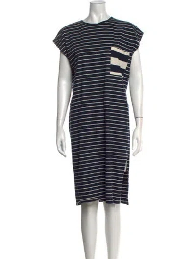 Pre-owned Kule Striped Midi Length Dress In Blue