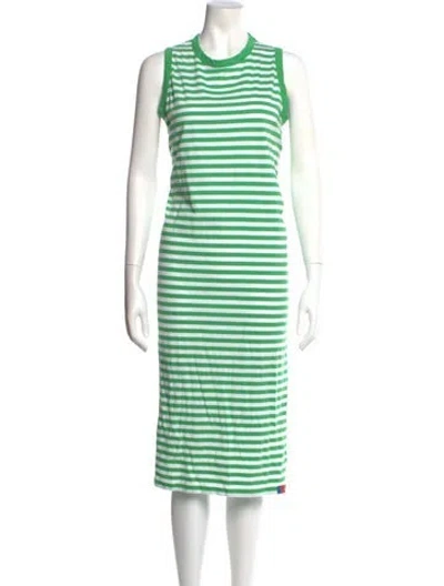 Pre-owned Kule Striped Midi Length Dress In Green