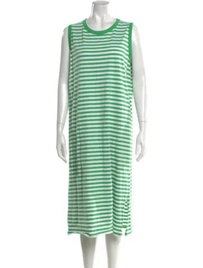 Pre-owned Kule Striped Midi Length Dress In Green