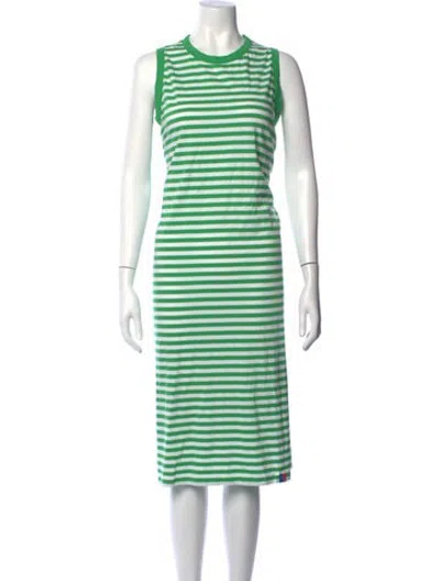 Pre-owned Kule Striped Midi Length Dress In Green