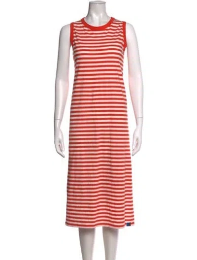 Pre-owned Kule Striped Midi Length Dress In Orange/white